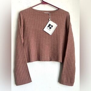 Frank & Oak Brown Ribbed Top